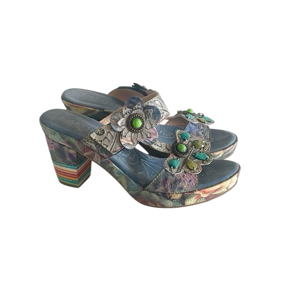 Spring Step Colorful Floral Heeled Sandals